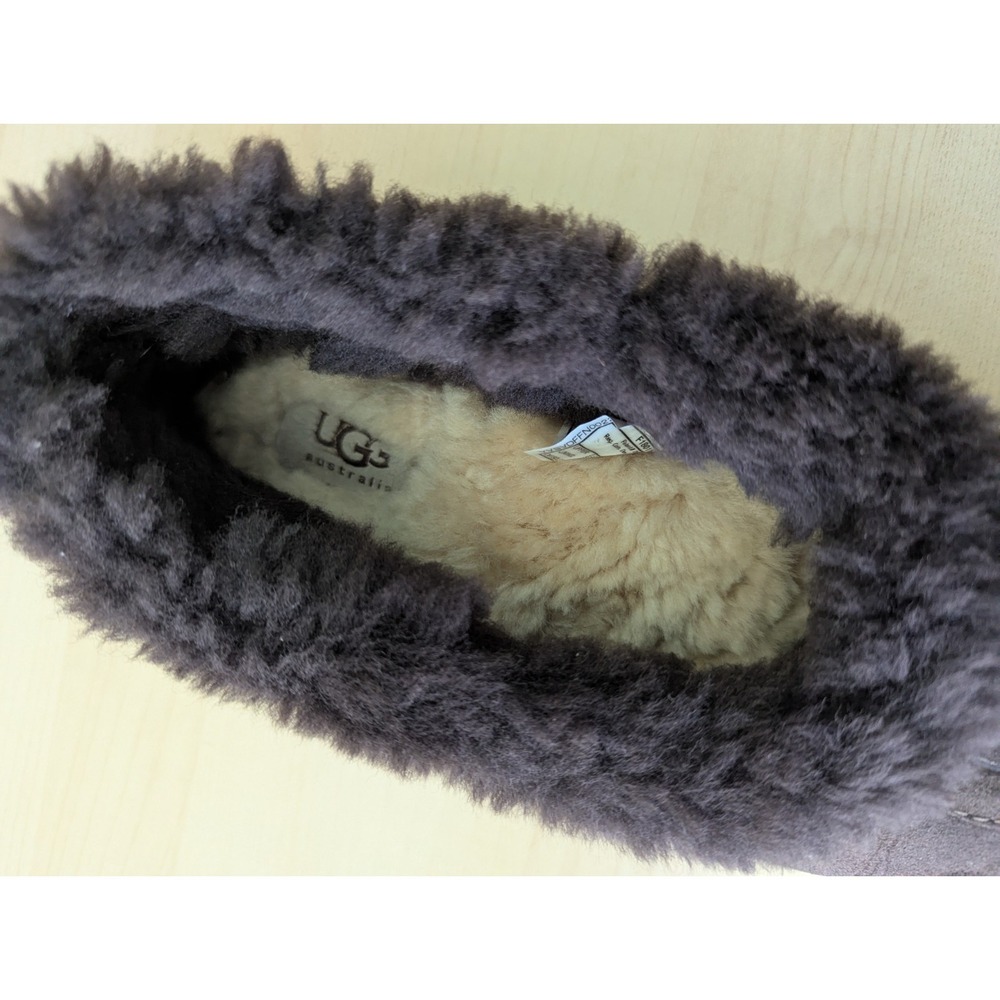 UGG Rylan Brown Skimmer Moccasin Slippers Fuzzy Hard Bottom - Picture 10 of 11